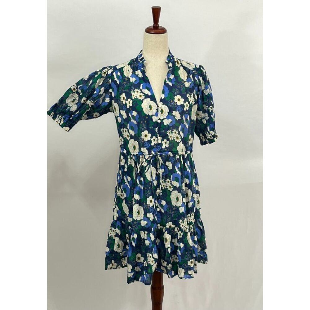 Trovata Blue Floral Mini Dress with White & Green Accents - Picture 9 of 14